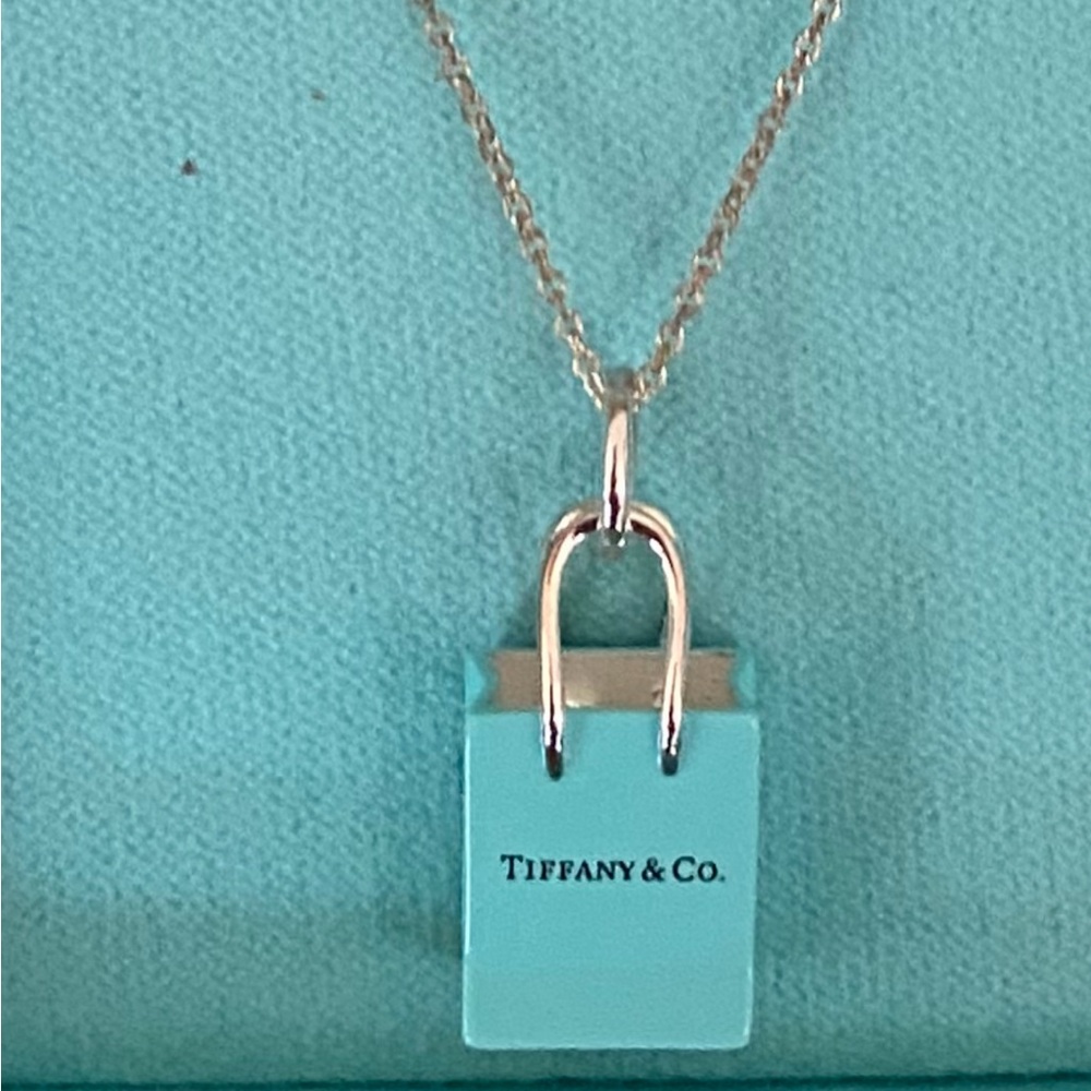 Tiffany & Co. Silver Necklace with Turquoise Bag Charm